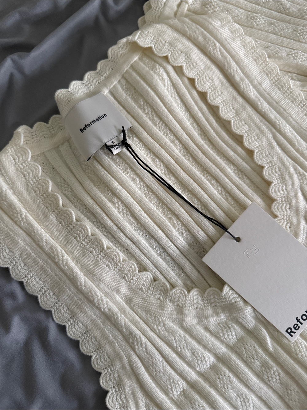 NWT REFORMATION Erin Cotton Sweater Set, Fior di Latte, size S - Picture 7 of 10